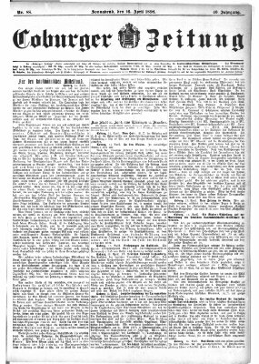 Coburger Zeitung Samstag 16. April 1898