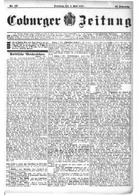 Coburger Zeitung Dienstag 3. Mai 1898