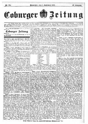 Coburger Zeitung Donnerstag 1. September 1898