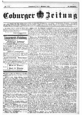 Coburger Zeitung Samstag 1. Oktober 1898