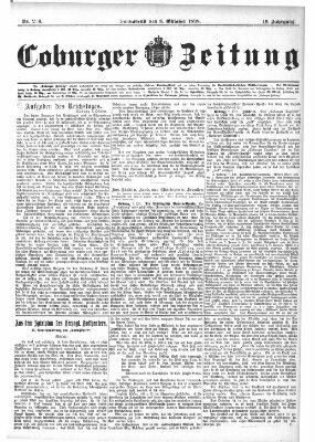 Coburger Zeitung Samstag 8. Oktober 1898