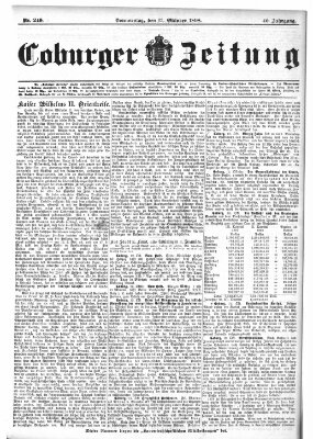 Coburger Zeitung Donnerstag 13. Oktober 1898