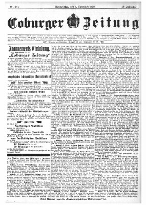 Coburger Zeitung Donnerstag 1. Dezember 1898