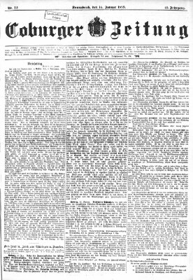 Coburger Zeitung Samstag 14. Januar 1899