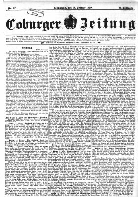 Coburger Zeitung Samstag 18. Februar 1899