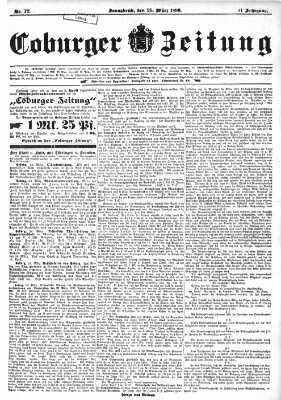 Coburger Zeitung Samstag 25. März 1899