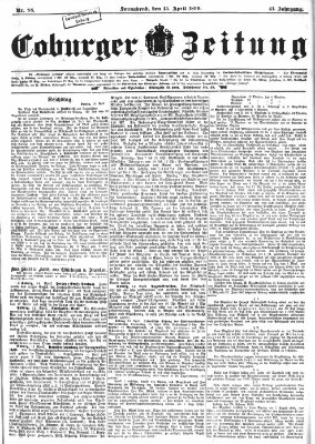 Coburger Zeitung Samstag 15. April 1899