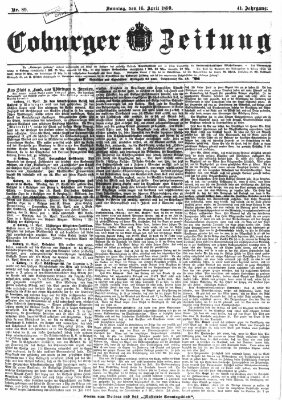 Coburger Zeitung Sonntag 16. April 1899