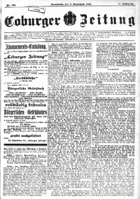 Coburger Zeitung Samstag 2. September 1899