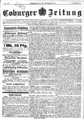 Coburger Zeitung Samstag 16. September 1899