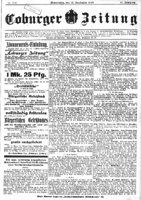 Coburger Zeitung Donnerstag 21. September 1899