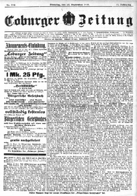 Coburger Zeitung Dienstag 26. September 1899