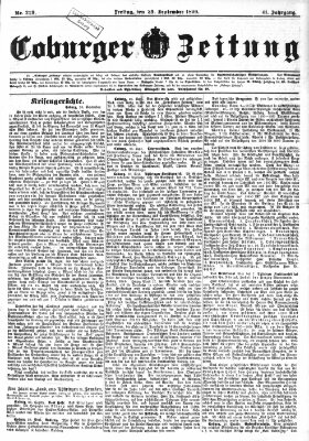 Coburger Zeitung Freitag 29. September 1899