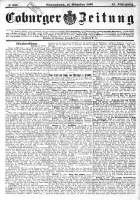 Coburger Zeitung Samstag 14. Oktober 1899