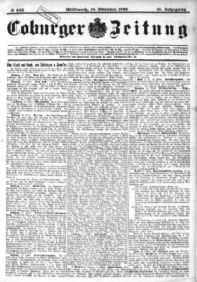 Coburger Zeitung Mittwoch 18. Oktober 1899