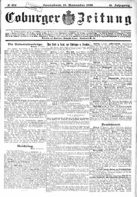 Coburger Zeitung Samstag 18. November 1899