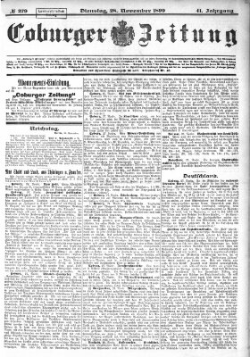 Coburger Zeitung Dienstag 28. November 1899