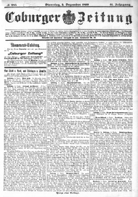 Coburger Zeitung Dienstag 5. Dezember 1899