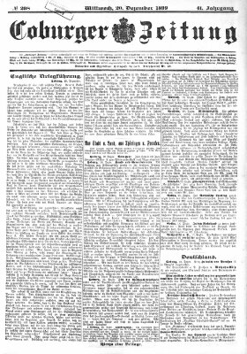 Coburger Zeitung Mittwoch 20. Dezember 1899