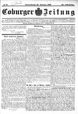 Coburger Zeitung Samstag 27. Januar 1900