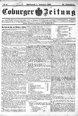 Coburger Zeitung Mittwoch 7. Februar 1900