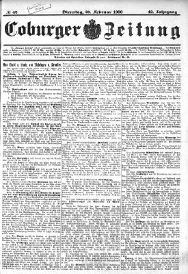 Coburger Zeitung Dienstag 20. Februar 1900