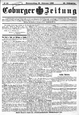 Coburger Zeitung Donnerstag 22. Februar 1900