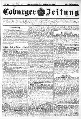 Coburger Zeitung Samstag 24. Februar 1900