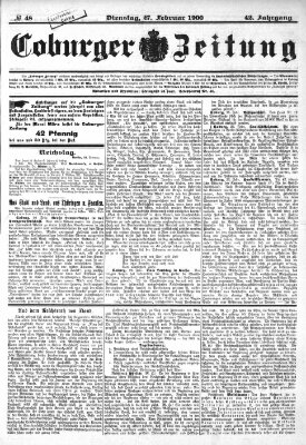 Coburger Zeitung Dienstag 27. Februar 1900
