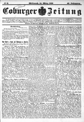 Coburger Zeitung Mittwoch 14. März 1900