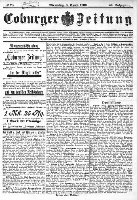 Coburger Zeitung Dienstag 3. April 1900