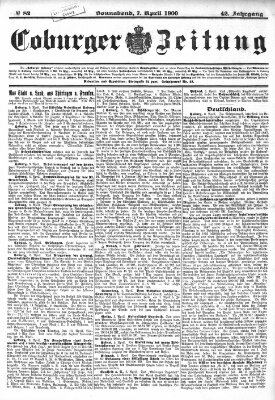 Coburger Zeitung Samstag 7. April 1900