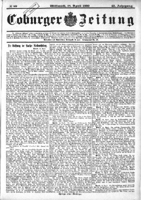 Coburger Zeitung Mittwoch 18. April 1900