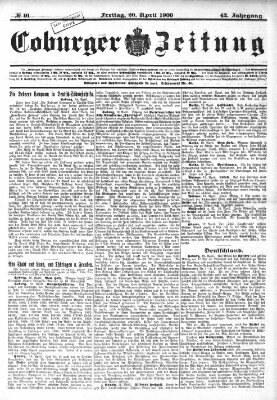 Coburger Zeitung Freitag 20. April 1900