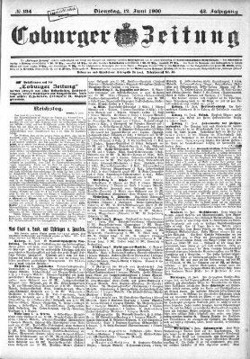 Coburger Zeitung Dienstag 12. Juni 1900