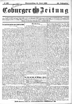 Coburger Zeitung Donnerstag 14. Juni 1900