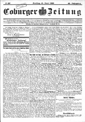 Coburger Zeitung Freitag 15. Juni 1900