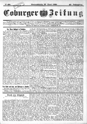 Coburger Zeitung Samstag 16. Juni 1900