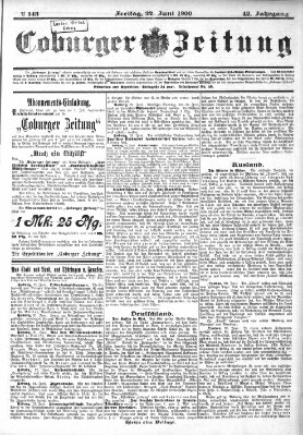 Coburger Zeitung Freitag 22. Juni 1900