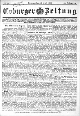 Coburger Zeitung Donnerstag 12. Juli 1900