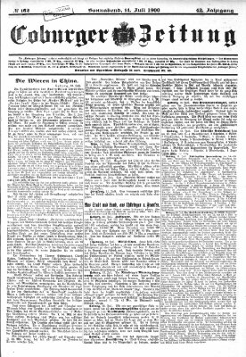 Coburger Zeitung Samstag 14. Juli 1900