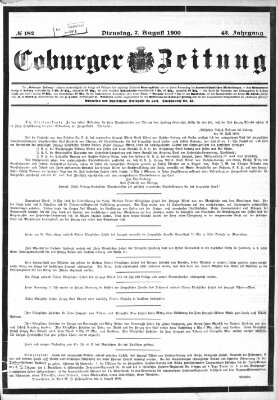 Coburger Zeitung Dienstag 7. August 1900