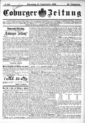 Coburger Zeitung Dienstag 18. September 1900