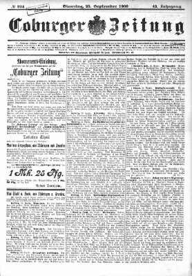 Coburger Zeitung Dienstag 25. September 1900