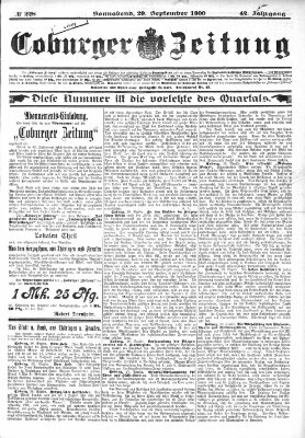 Coburger Zeitung Samstag 29. September 1900