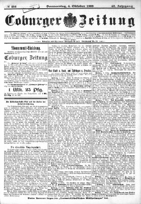 Coburger Zeitung Donnerstag 4. Oktober 1900