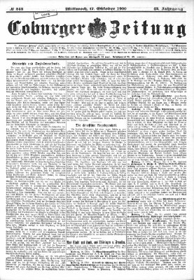 Coburger Zeitung Mittwoch 17. Oktober 1900