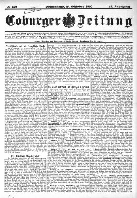 Coburger Zeitung Samstag 27. Oktober 1900