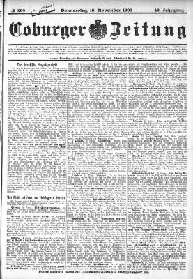 Coburger Zeitung Donnerstag 15. November 1900