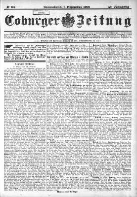 Coburger Zeitung Samstag 1. Dezember 1900